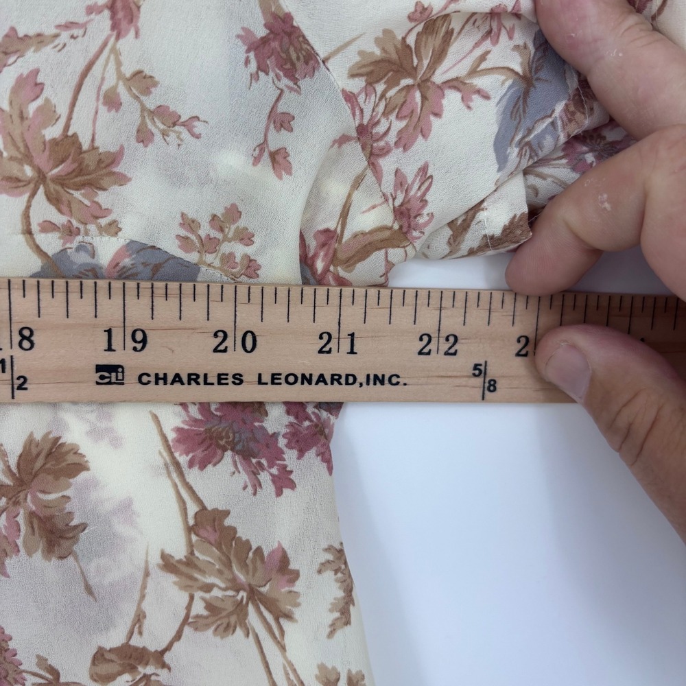 VTG Laura Ashley Blouse Womens 12 Cream Floral Short Sleeve‎ Button Up UK Made - Picture 3 of 6